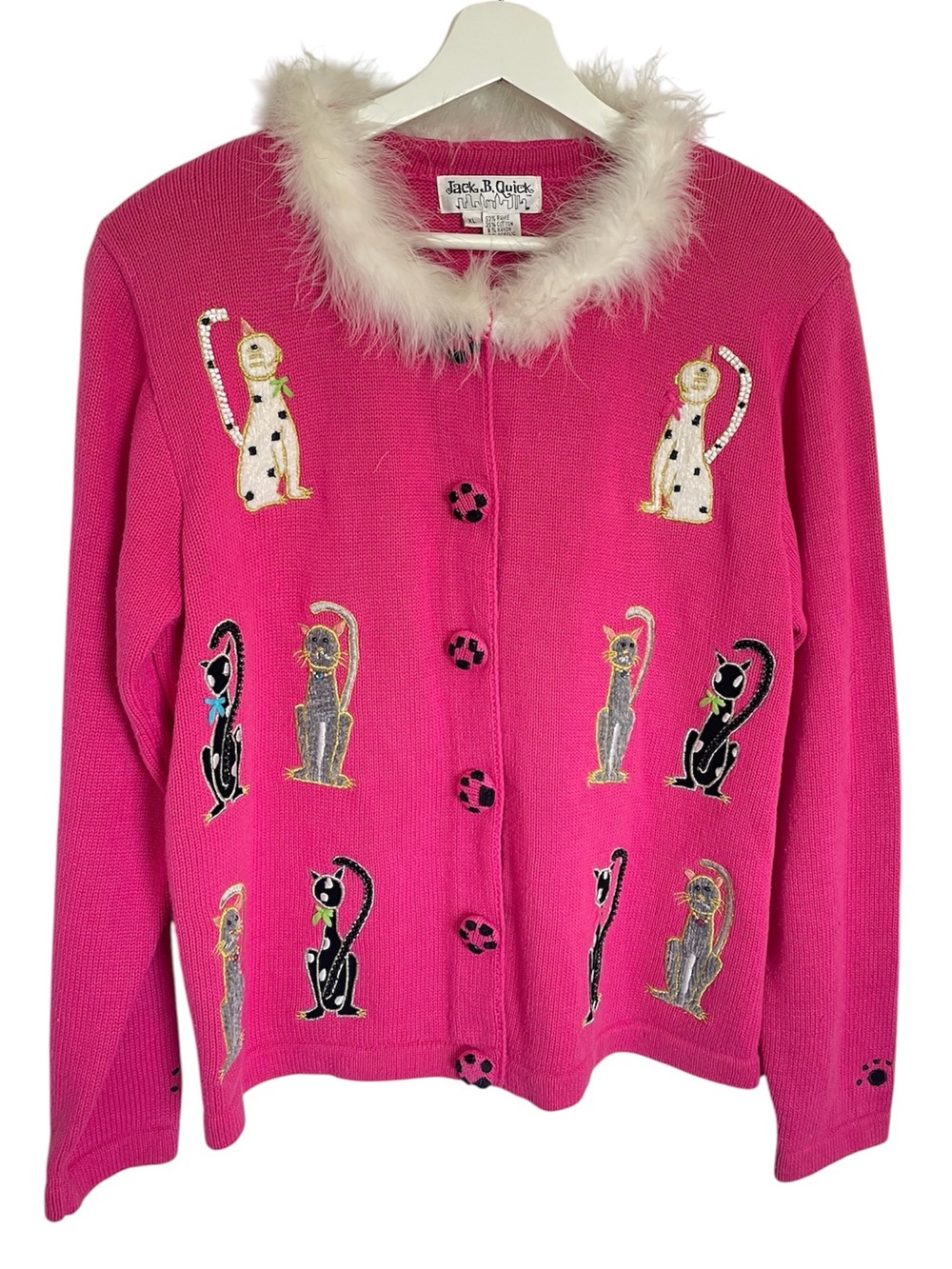 Vintage Pink Cat Sweater Cardigan